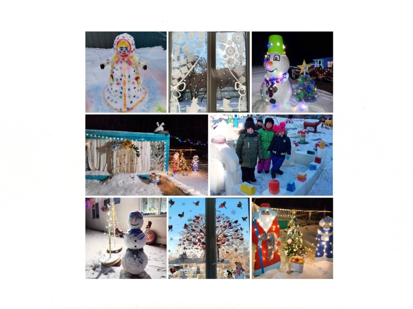 Змея из снега и три снеговика: Двор забайкалки Екатерины Шевелёвой из Хохотуя признали лучшим в конкурсе новогоднего оформления 